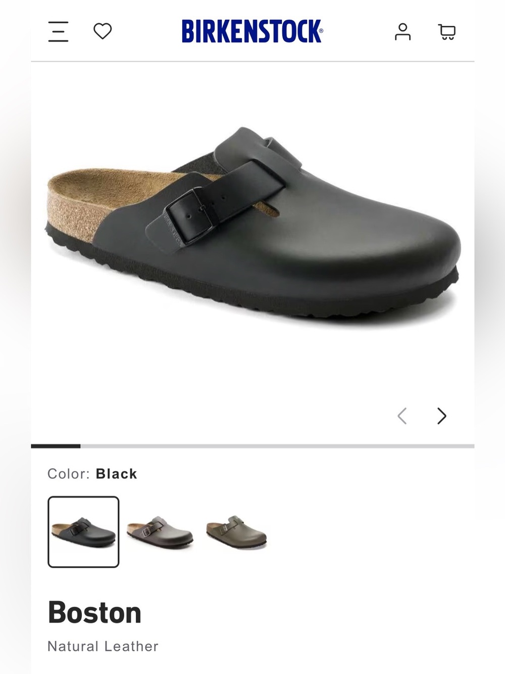 Birkenstock Boston Natural Leather Sandals in Black size 39 Narrow (L8/M6)